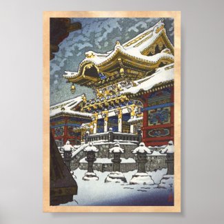 Kasamatsu Shiro Snow at Yomei Gate in Nikko Posters