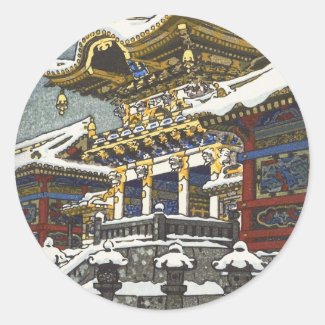 Kasamatsu Shiro Snow at Yomei Gate in Nikko Stickers