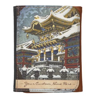 Kasamatsu Shiro Snow at Yomei Gate in Nikko Leather Trifold Wallet