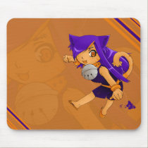 Kat Pounce Mousepad by kuroichoucho Kat Pounce Mousepad