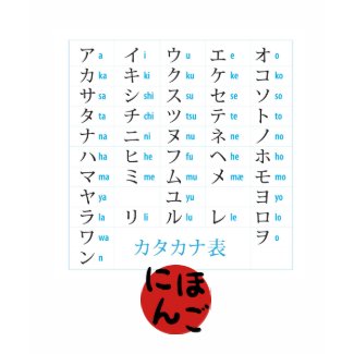 Katakana Chart Tee Shirts