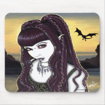 Katana Gothic Dragon Goddess Mousepad by mykajelina Katana Gothic Dragon Goddess Mousepad