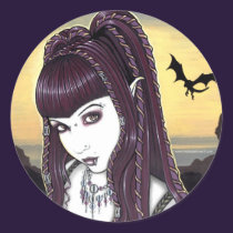 "Katana" Gothic Dragon Vampire Fae Art Stickers stickers