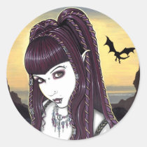 katana, vampire, goddess, faery, faerie, dragon, fae, fantasy, ocean, sunset, gothic, art, myka, jelina, mika, gods, goddesses, Sticker with custom graphic design