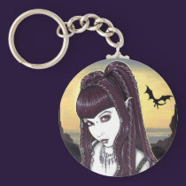 "Katana" Gothic Dragon Vampire Fairy Art Keychain keychains