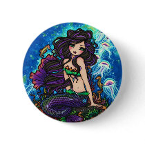 "Kathleen" Mermaid and Jellyfish Button