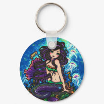 "Kathleen" Mermaid and Jellyfish Keychain by hannahdisney "Kathleen" Mermaid and Jellyfish Keychain
