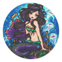 "Kathleen" Mermaid and Jellyfish Sticker by hannahdisney "Kathleen" Mermaid and Jellyfish Sticker