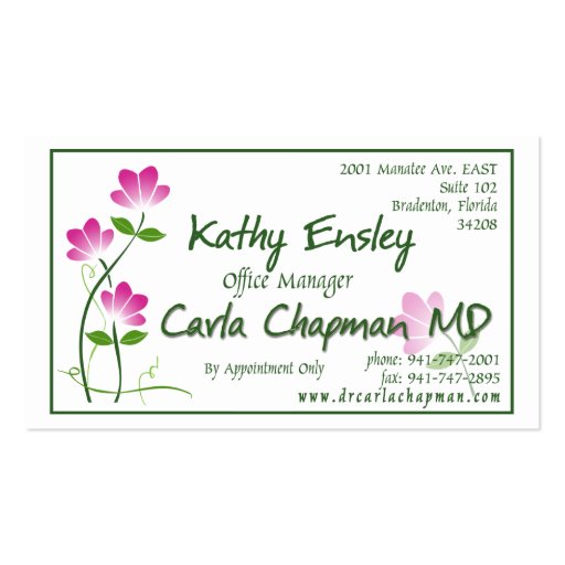 Kathy Card with Fax # Business Card Templates (front side)