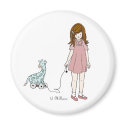 Katie and Giraffe Pull Toy Magnet by designsbyraine Katie and Giraffe Pull Toy Magnet