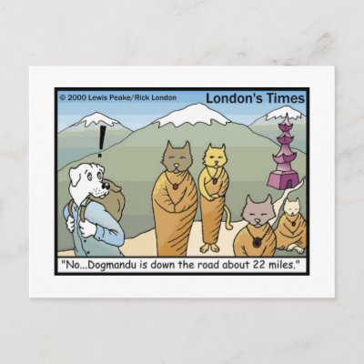 Funny Postcards on Katmandu   Dogmandu Cartoon Funny Postcards By Beardiethor123