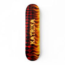 Katrina skateboard fire and flames design.