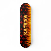 Katrina skateboard fire and flames design.