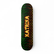 Katrina skateboard fire and flames design.