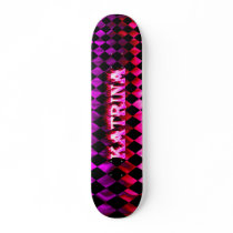 Katrina skateboard pink fire and flames design