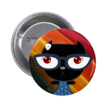 Kats With Glassez : Blacky Kat Button