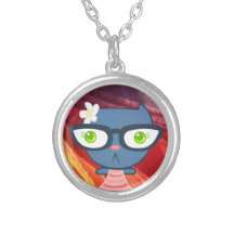 Kats With Glassez : Blu Kitty Necklace