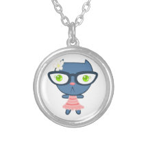 Kats With Glassez : Blu Kitty Pendant