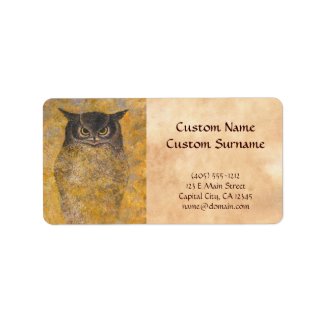 Katsuda Yukio Owl japanese oriental fine art Shipping Labels