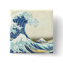 Katsushika Great Wave off Kanagawa Button by LifeinArt Katsushika Great Wave off Kanagawa Button