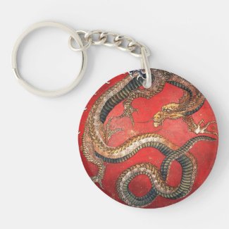 Katsushika Hokusai Mythical Legendary Dragon art Key Chain