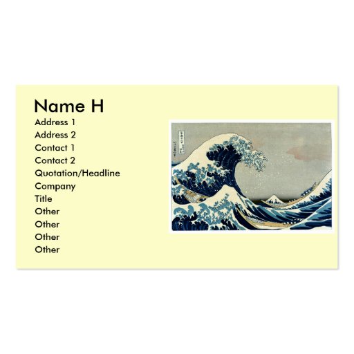 Katsushika Hokusai's Great Wave off Kanagawa Business Card Template (front side)