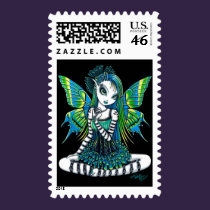 "Katy" Green Tattoo Faerie Postage stamps