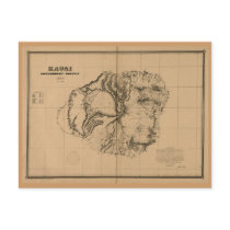 Kauai, 1878, Vintage Hawaii Map postcards