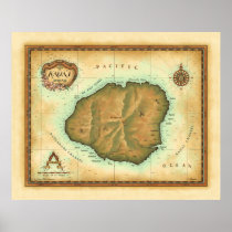 Kauai-map-4000-dpi-across Poster
