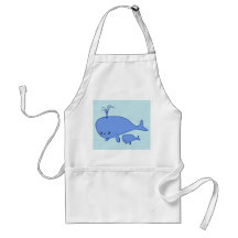 Kawaii Baby Whale and Mama Whale Apron