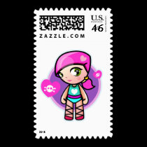 kawaii ballerina postage
