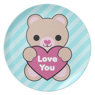 Kawaii Bear Love You Plate plate