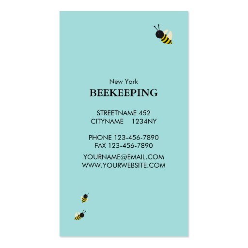kawaii Bee beekeeping Business Cards (back side)