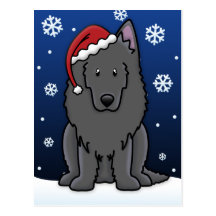 Kawaii Belgian Sheepdog Christmas Postcard