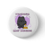 Kawaii Black Pomeranian Rally Obedience Buttons