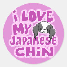 Kawaii Blk I Love My Japanese Chin Sticker