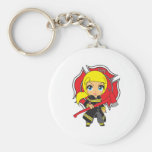 Kawaii Blonde Firefighter Girl Key Chains