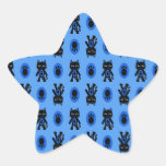 Kawaii Blue Cat and Paw Print Pattern Stickers