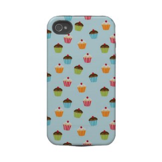 Kawaii blue cupcake pattern print iPhone 4S case Iphone 4 Tough Cover
