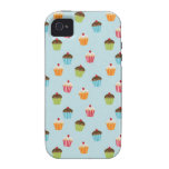Kawaii blue cupcake pattern print iPhone 4S case Case-Mate iPhone 4 Covers