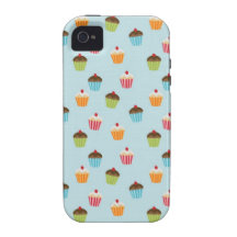 Kawaii blue cupcake pattern print iPhone 4S case Case-Mate iPhone 4 Covers