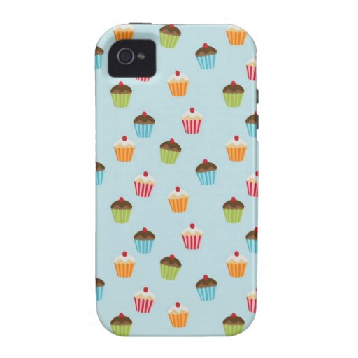 Kawaii blue cupcake pattern print iPhone 4S case Case-Mate iPhone 4 Covers