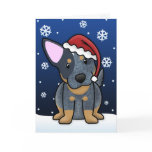 Kawaii Blue Heeler Christmas Card