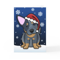 Kawaii Blue Heeler Christmas Card