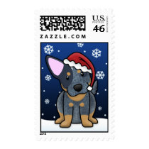 Kawaii Blue Heeler Christmas Postage Stamps