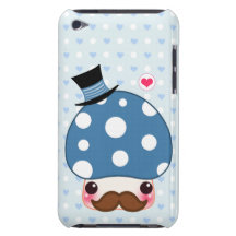 Kawaii blue mushroom with mustache barely there iPod cover