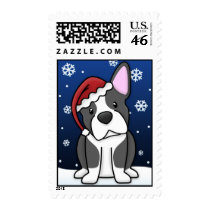 Kawaii Boston Terrier Christmas Postage Stamps by MenagerieMayhem Kawaii Boston Terrier Christmas Postage Stamps
