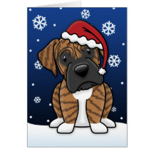 Kawaii Brindle Boxer Christmas Card