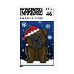 Kawaii Brindle Bullmastiff Christmas Stamps