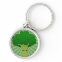Kawaii Broccoli on Green Starburst Key Chain